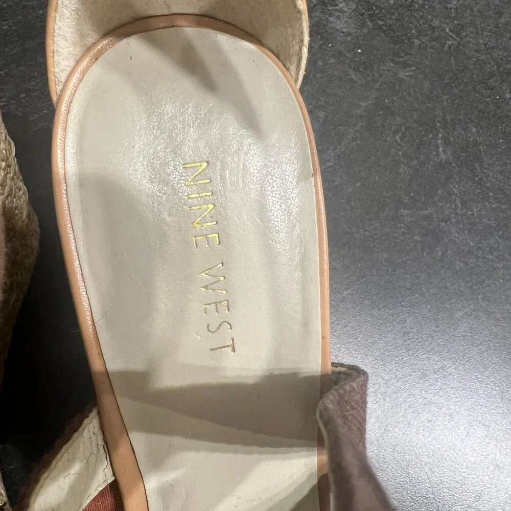 Nine West Espadrille Wedge Heel 9 Brown Pink Yellow White Strap Boho Chic Summer